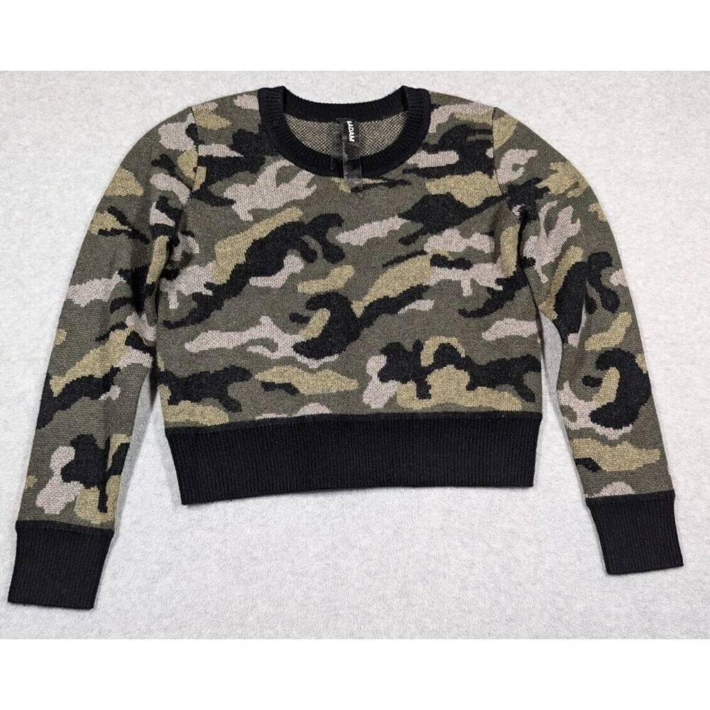 Naadam Women‎ Sweater Medium Camo Wool Cashmere Pullover Chunky Ribbed Luxury